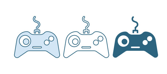Poster - Blue Gamepad icon isolated on white background. Game controller. Vector