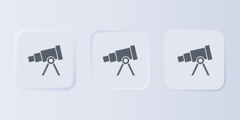 Poster - Grey Telescope icon isolated on grey background. Scientific tool. Education and astronomy element, spyglass and study stars. Set icons in square buttons. Vector