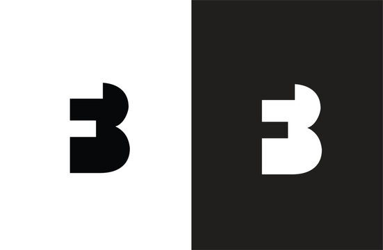 FB initial number negative space logo vector icon design isolated background