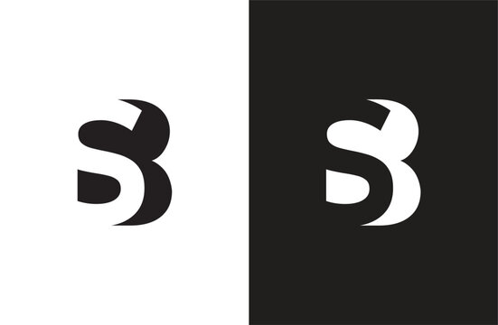 SB initial number negative space logo vector icon design isolated background