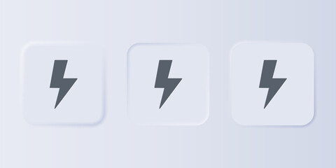 Fototapete - Grey Lightning bolt icon isolated on grey background. Flash sign. Charge flash icon. Thunder bolt. Lighting strike. Set icons in square buttons. Vector