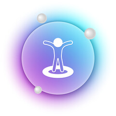 Poster - White Map marker with a silhouette of a person icon isolated on white background. GPS location symbol. Blue and purple gradient circle background. Vector