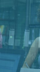 Poster - Animation of financial data processing over diverse business people in office