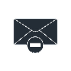 Poster - Black Delete envelope icon isolated on white background. Delete or error letter. Cross on message. Rejected mail. Vector