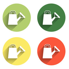 Poster - Set Watering can icon isolated with long shadow background. Irrigation symbol. Color circle button. Vector