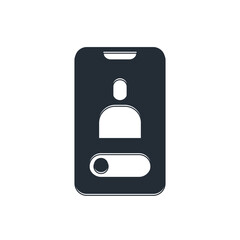 Poster - Black Incoming call on mobile phone icon isolated on white background. Friends call. Vector