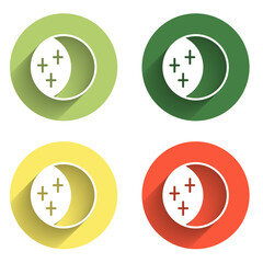 Wall Mural - set eclipse of the sun icon isolated with long shadow background. total sonar eclipse. color circle 