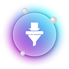 Poster - White Sales funnel with arrows for marketing and startup business icon isolated on white background. Infographic template. Blue and purple gradient circle background. Vector