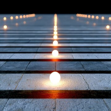 Illuminated Rows of Game Targets at Night