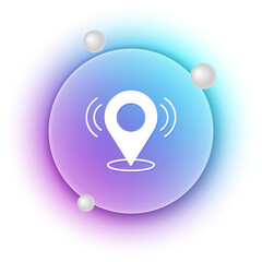 Poster - White Map pin icon isolated on white background. Navigation, pointer, location, map, gps, direction, search concept. Blue and purple gradient circle background. Vector