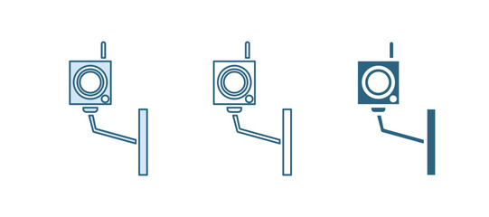 Poster - Blue Security camera icon isolated on white background. Vector
