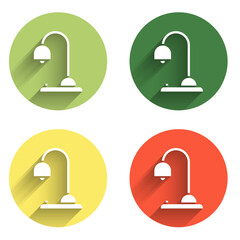 Poster - Set Table lamp icon isolated with long shadow background. Color circle button. Vector