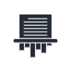 Poster - Black Paper shredder confidential and private document office information protection icon isolated on white background. Vector
