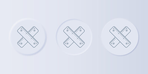 Poster - Grey Crossed ruler icon isolated on grey background. Straightedge symbol. Set icons in square buttons. Vector