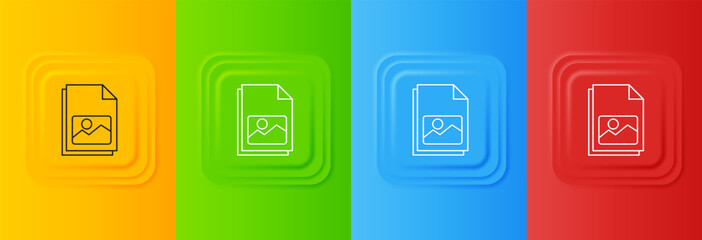 Fototapete - White Picture landscape icon isolated on colorful background. Set icons in square buttons. Vector