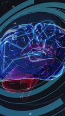 Poster - Animation of human brain and digital data processing over scope scanning
