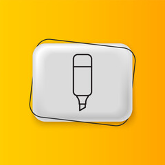 Aufkleber - Black Marker pen icon isolated on yellow background. Silver rectangle button. Vector