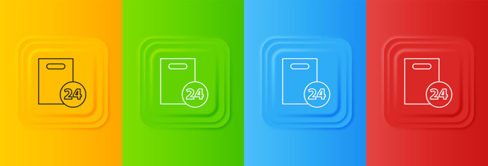 Poster - White Delivery with cardboard boxes icon isolated on colorful background. Door to door delivery by courier. Set icons in square buttons. Vector
