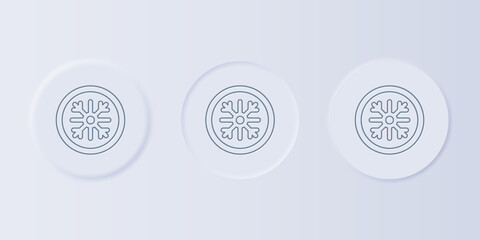Poster - Grey Snowflake icon isolated on grey background. Set icons in square buttons. Vector