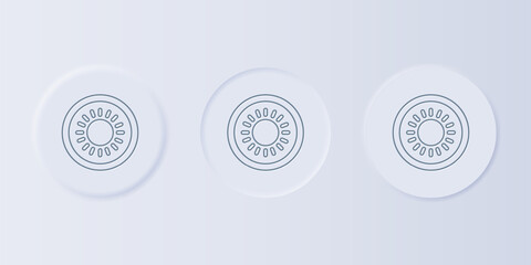 Fototapete - Grey Sun icon isolated on grey background. Summer symbol. Good sunny day. Set icons in square buttons. Vector