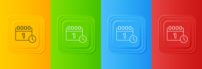 Fototapete - White Calendar with first september date icon isolated on colorful background. September 1. Date and time, day, month. Holiday. Set icons in square buttons. Vector