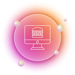 Aufkleber - White Online ordering and fast food delivery icon isolated on white background. Orange and pink gradient circle background. Vector