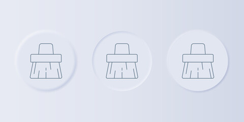 Poster - Grey Handle broom icon isolated on grey background. Cleaning service concept. Set icons in square buttons. Vector