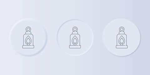 Poster - Grey Camping lantern icon isolated on grey background. Happy Halloween party. Set icons in square buttons. Vector