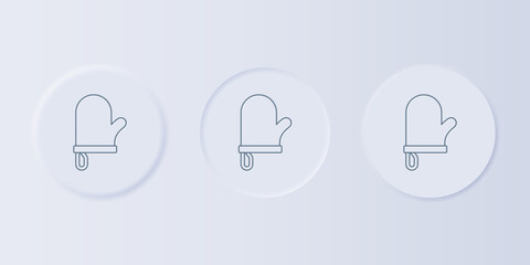 Poster - Grey Oven glove icon isolated on grey background. Kitchen potholder sign. Cooking glove. Set icons in square buttons. Vector