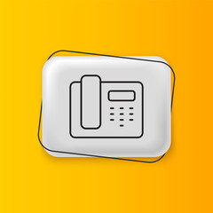 Fototapete - Black Telephone 24 hours support icon isolated on yellow background. All-day customer support call-center. Full time call services. Silver rectangle button. Vector