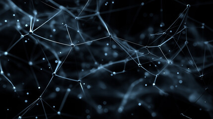 Fototapete - Plexus network showing glowing nodes and lines. Ideal for technology, network, connection concepts in design projects, presentations, and backgrounds.