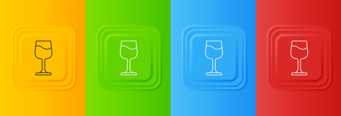 Poster - White Wine glass icon isolated on colorful background. Wineglass sign. Set icons in square buttons. Vector