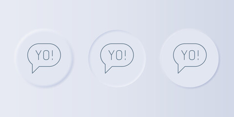 Fototapete - Grey Yo slang lettering icon isolated on grey background. Greeting words. Set icons in square buttons. Vector