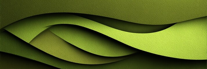 Aufkleber - elegant green layered textured wave background, abstract nature design with smooth carved pattern