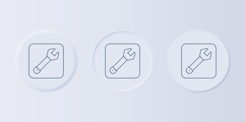 Fototapete - Grey Wrench spanner icon isolated on grey background. Spanner repair tool. Service tool symbol. Set icons in square buttons. Vector
