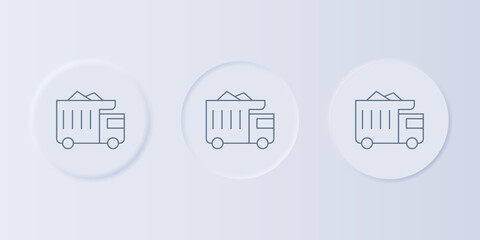 Poster - Grey Large industrial mining dump truck icon isolated on grey background. Big car. Set icons in square buttons. Vector