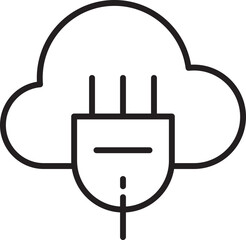 Leinwandbilder - Cloud computing icon with server rack minimal line style black and white technology concept digital storage modern simple isolated vector illustration