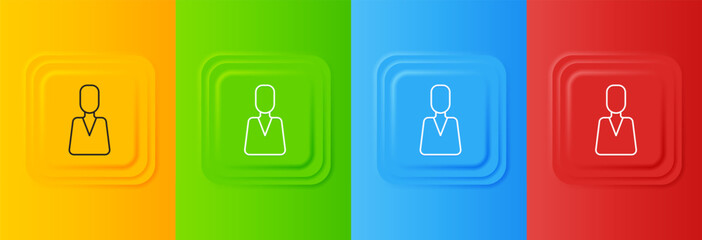 Poster - White Employee icon isolated on colorful background. Head hunting. Business target or Employment. Human resource and recruitment for business. Set icons in square buttons. Vector