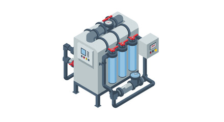 Poster - Modern industrial water filtration system in isometric design
