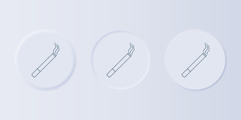 Poster - Grey Cigarette icon isolated on grey background. Tobacco sign. Smoking symbol. Set icons in square buttons. Vector