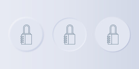 Poster - Grey Safe combination lock icon isolated on grey background. Combination padlock. Security, safety, protection, password, privacy. Set icons in square buttons. Vector