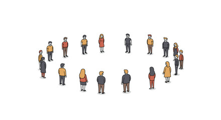 Poster - Diverse group of people in circle formation on white background