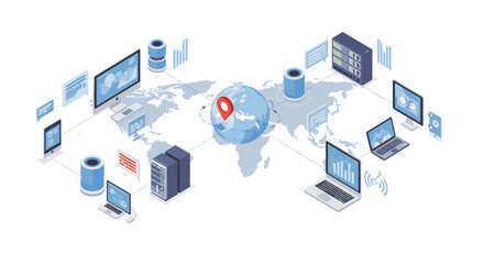 Poster - Global network and data visualization with isometric design