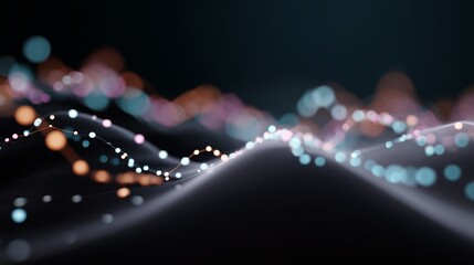 Fototapete - Colorful light waves create a mesmerizing visual pattern in an abstract digital landscape at night