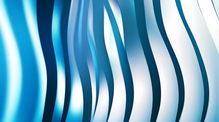 Wall Mural - abstract blue and white wavy ribbons with smooth gradient lighting
