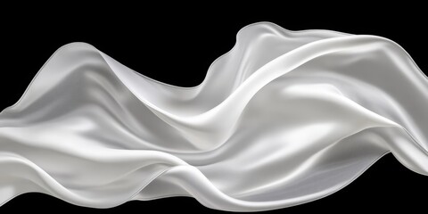 Poster - Elegant White Silk Ribbon Flowing Over Luxurious Satin Fabric with Decorative Wavy Patterns