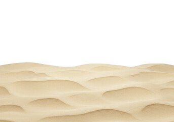 Aufkleber - Ultra realistic, top-down view of clean, fine-grained, light beige sand with subtle ripples and dune formations, isolated on transparent background with copy space, soft studio light. Concept of
