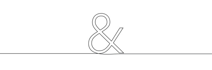 Aufkleber - A single line drawing of ampersand symbol. Continuous one line drawing and sign icon. One line icon. Vector illustration