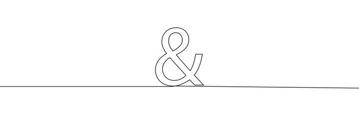 Aufkleber - A single line drawing of ampersand symbol. Continuous one line drawing and sign icon. One line icon. Vector illustration