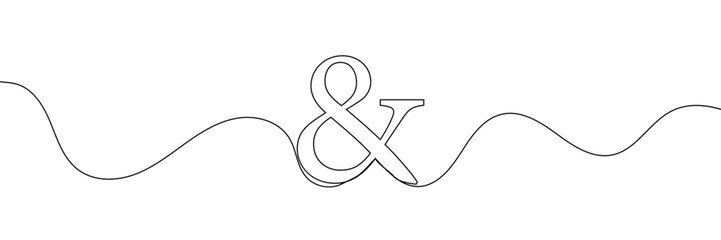 Aufkleber - A single line drawing of ampersand symbol. Continuous one line drawing and sign icon. One line icon. Vector illustration